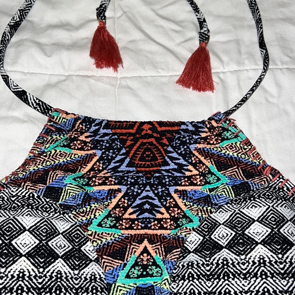 EUC Trippy Boho Halter Swim Top With Tassesls Size Medium (7-9) - Picture 2 of 7